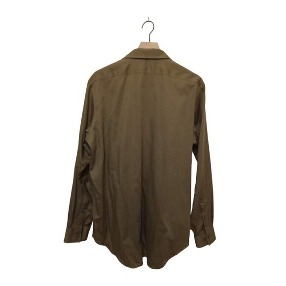Calvin Klein Slim Fit Non-Iron Olive Geometric Casual Button Down Shirt Sz L - Picture 3 of 6
